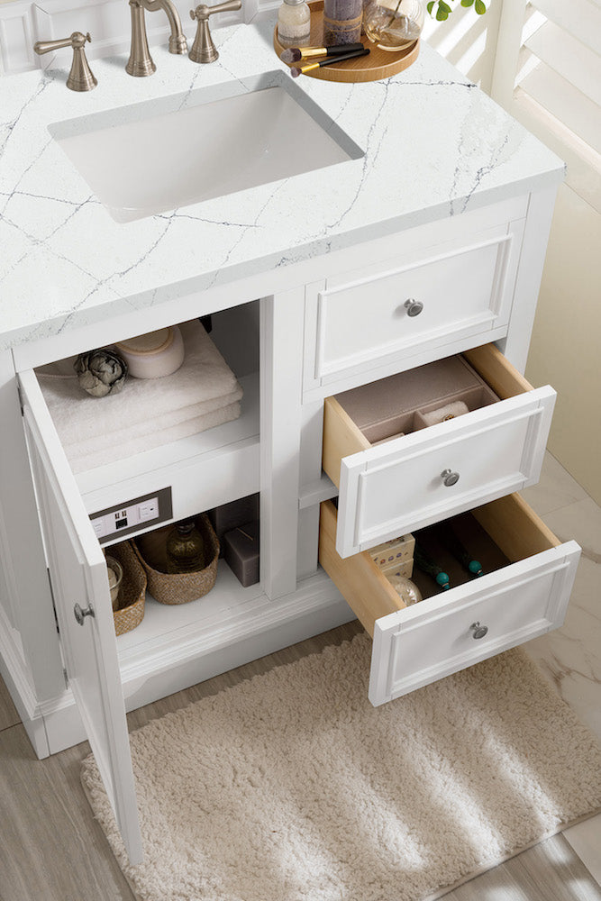 36" De Soto Single Sink Bathroom Vanity, Bright White