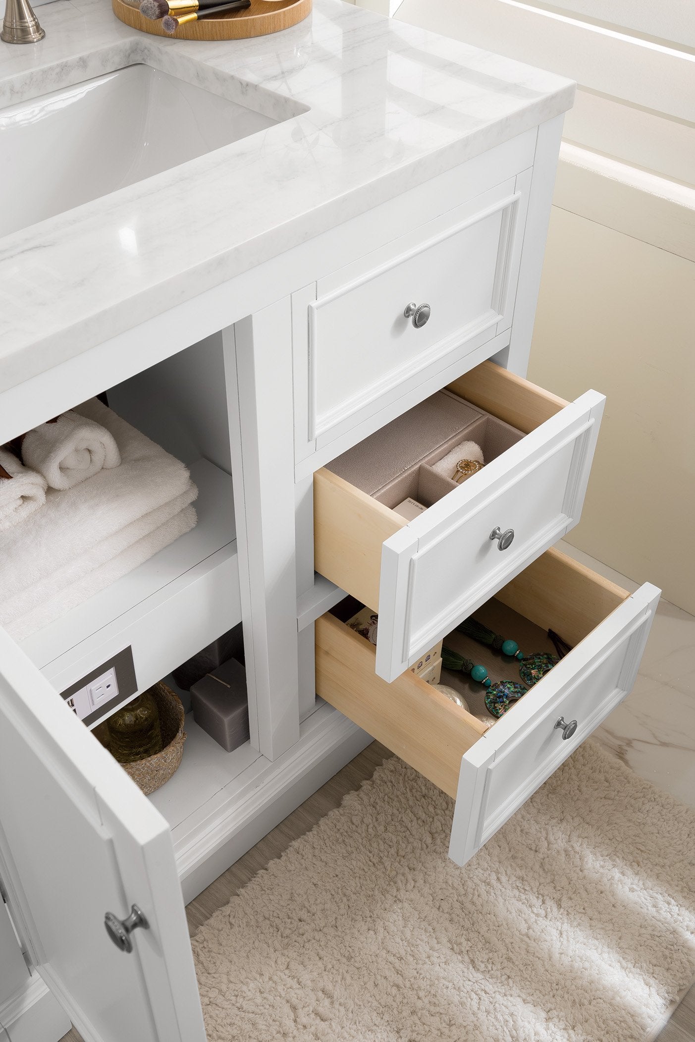 36" De Soto Bright White Single Sink Bathroom Vanity, James Martin Vanities - vanitiesdepot.com