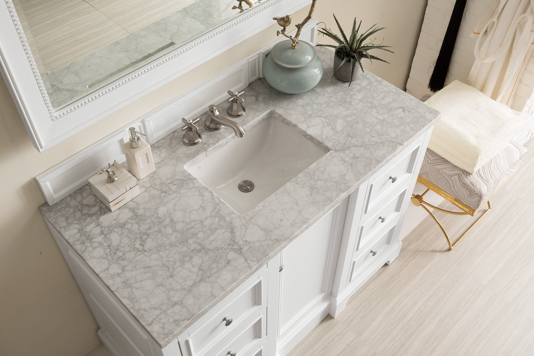 48" De Soto Bright White Single Sink Bathroom Vanity, James Martin Vanities - vanitiesdepot.com