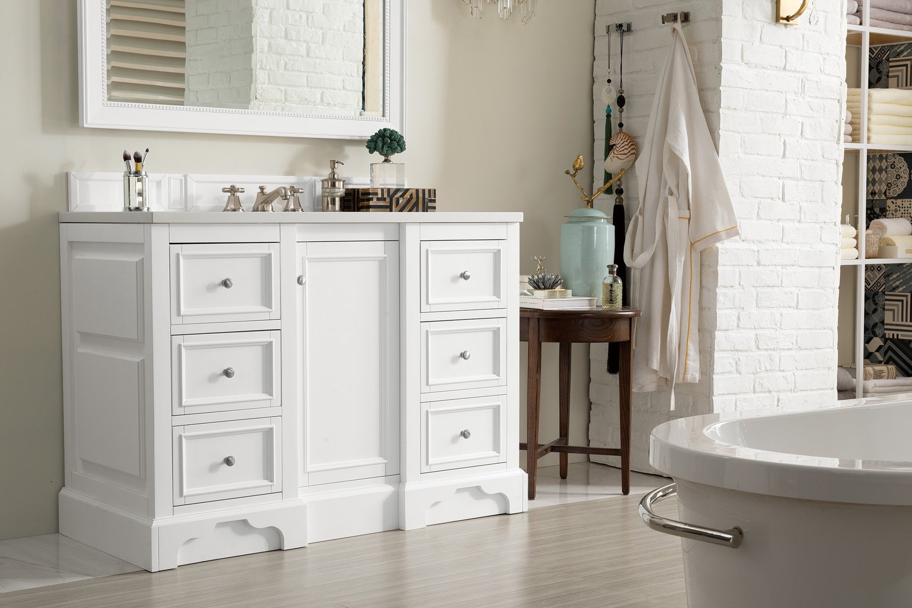 48" De Soto Bright White Single Sink Bathroom Vanity, James Martin Vanities - vanitiesdepot.com