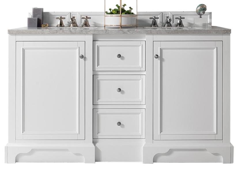 60" De Soto Double Sink Bathroom Vanity, Bright White