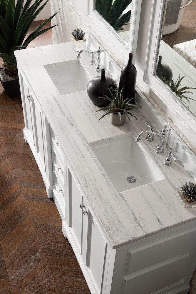 72" De Soto Double Sink Bathroom Vanity, Bright White
