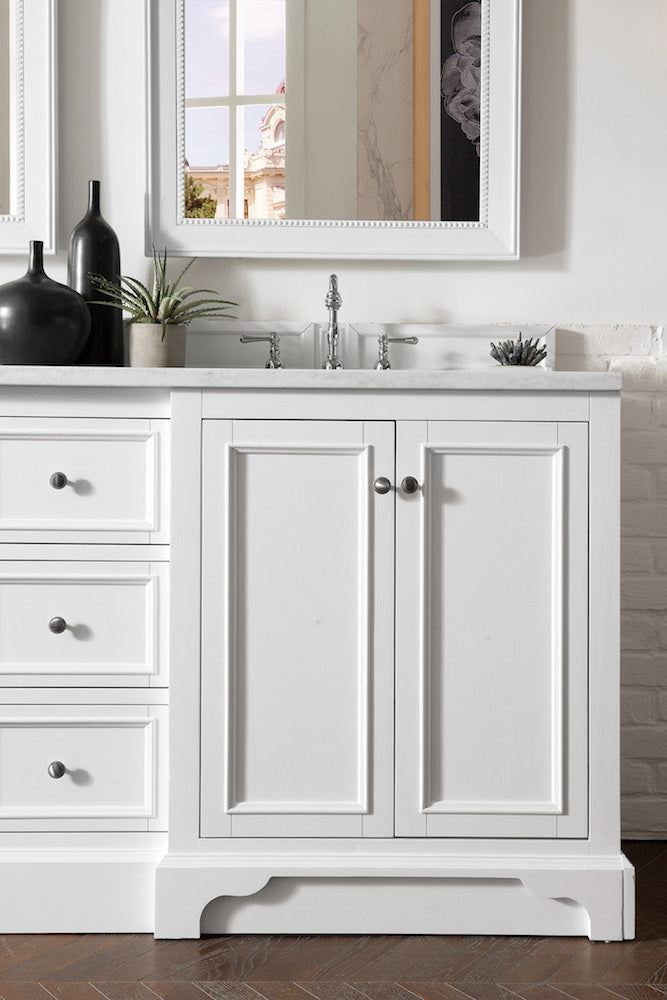 72" De Soto Double Sink Bathroom Vanity, Bright White