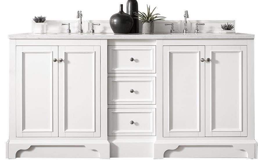 72" De Soto Double Sink Bathroom Vanity, Bright White
