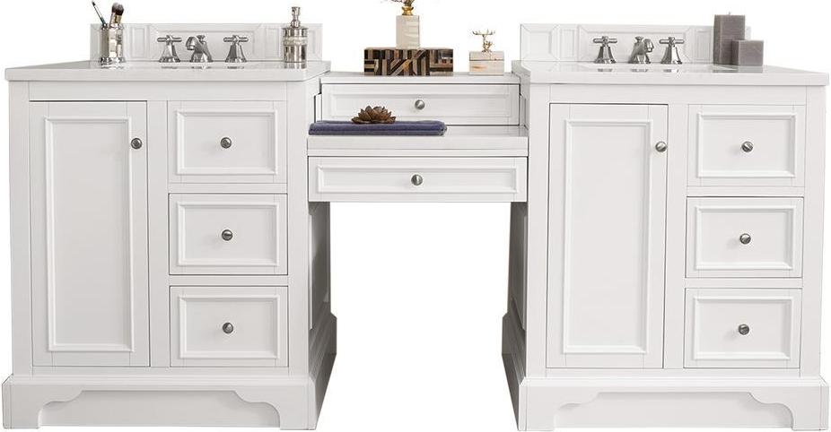 82" De Soto Bright White Double Sink Bathroom Vanity, James Martin Vanities - vanitiesdepot.com