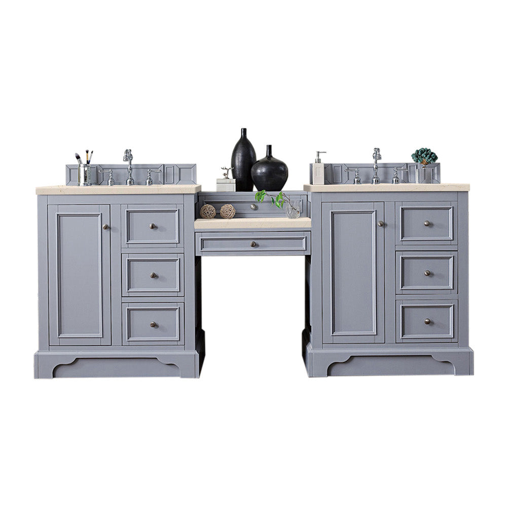 82" De Soto Double Sink Bathroom Vanity, Silver Gray