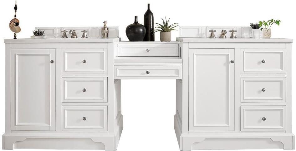 94" De Soto Bright White Double Sink Bathroom Vanity, James Martin Vanities - vanitiesdepot.com