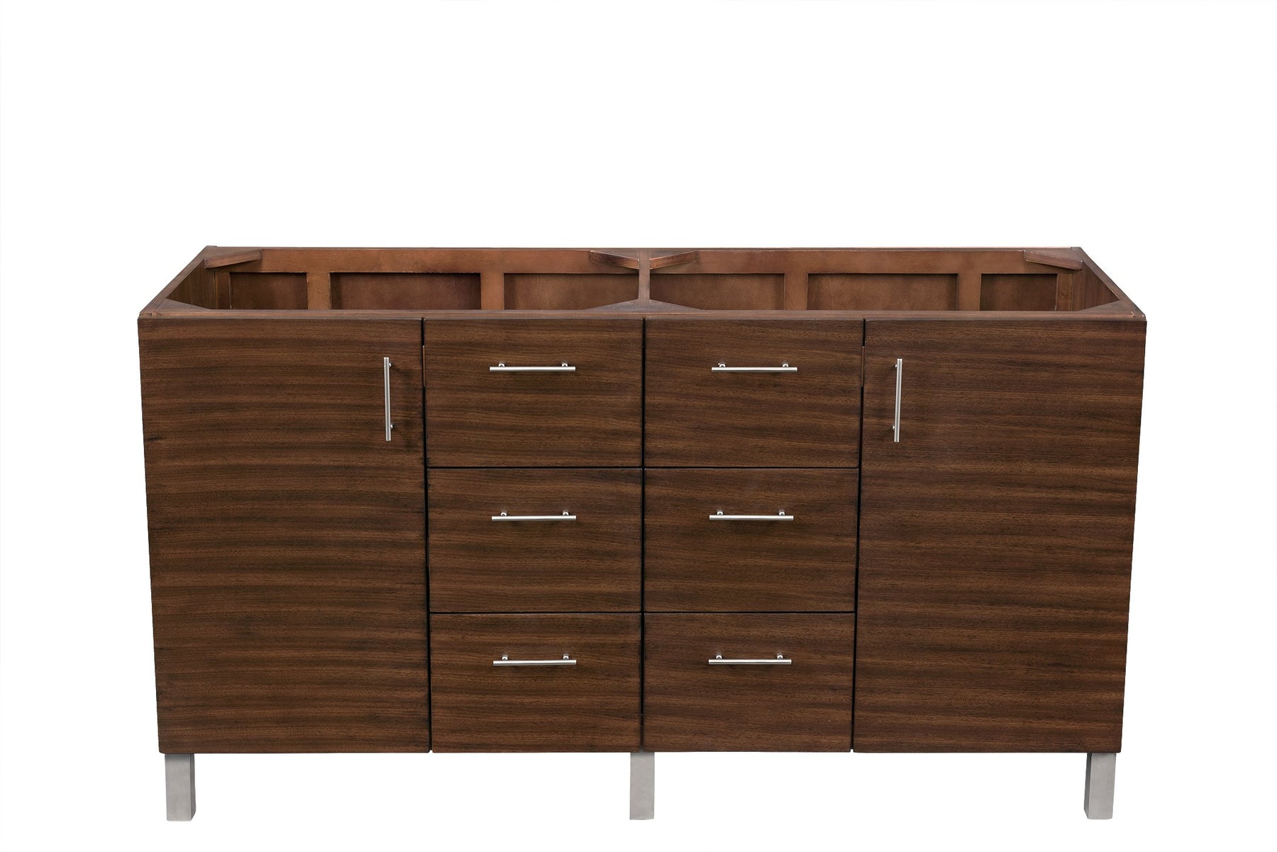 60" Metropolitan American Walnut Double Sink Bathroom Vanity, James Martin Vanities - vanitiesdepot.com
