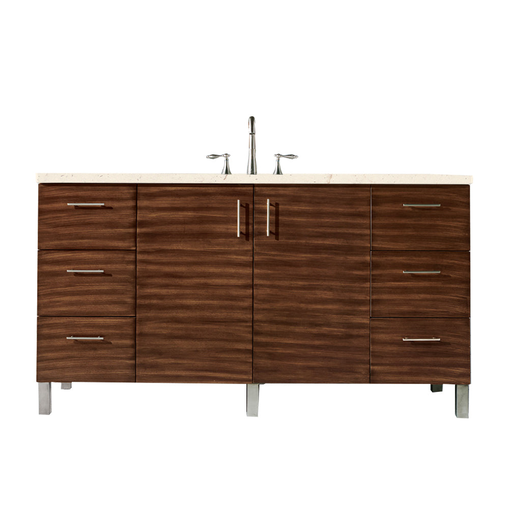 60" Metropolitan Single Sink Bathroom Vanity, American Walnut