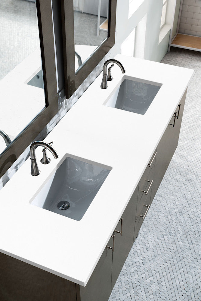 72" Metropolitan Double Sink Bathroom Vanity, Silver Oak