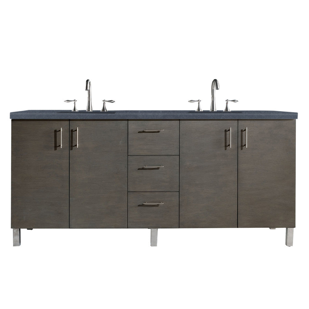 72" Metropolitan Double Sink Bathroom Vanity, Silver Oak