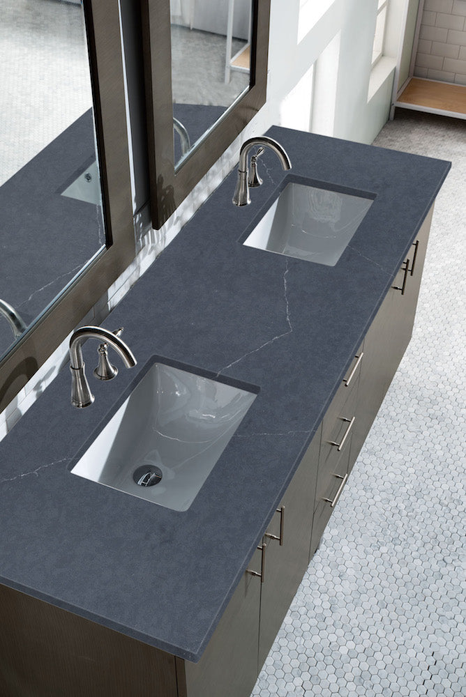 72" Metropolitan Double Sink Bathroom Vanity, Silver Oak