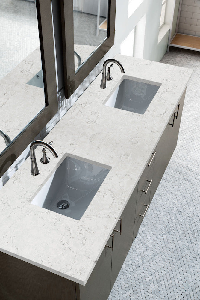 72" Metropolitan Double Sink Bathroom Vanity, Silver Oak