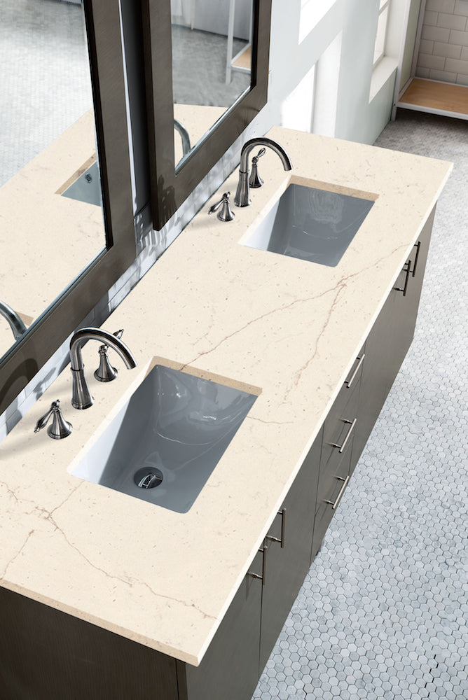 72" Metropolitan Double Sink Bathroom Vanity, Silver Oak