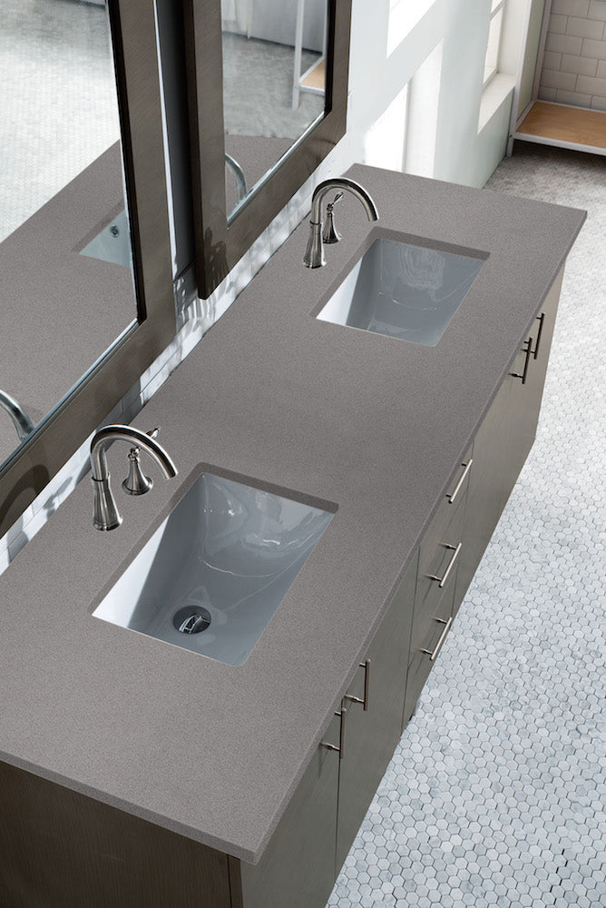 72" Metropolitan Double Sink Bathroom Vanity, Silver Oak