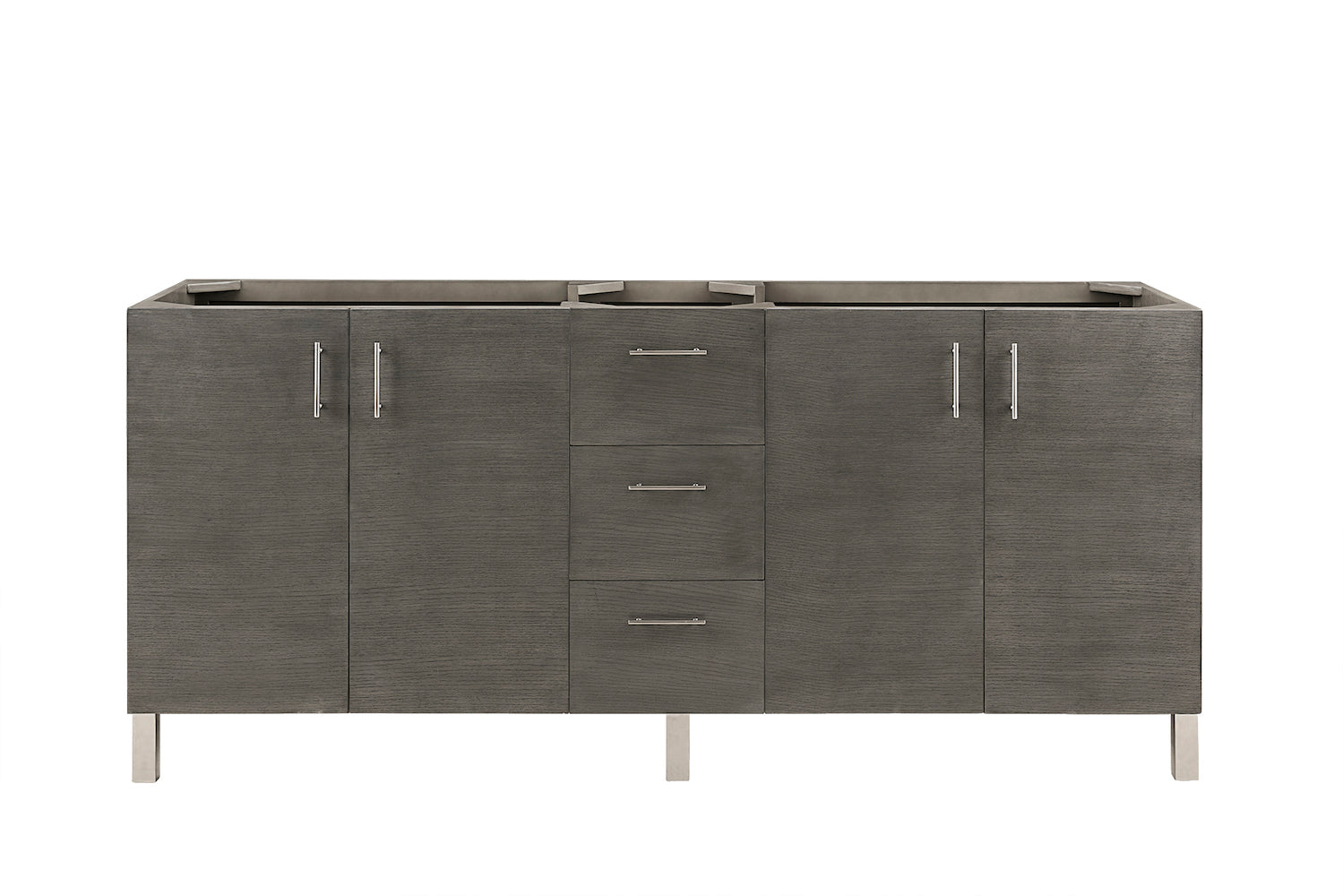 72" Metropolitan Double Sink Bathroom Vanity, Silver Oak