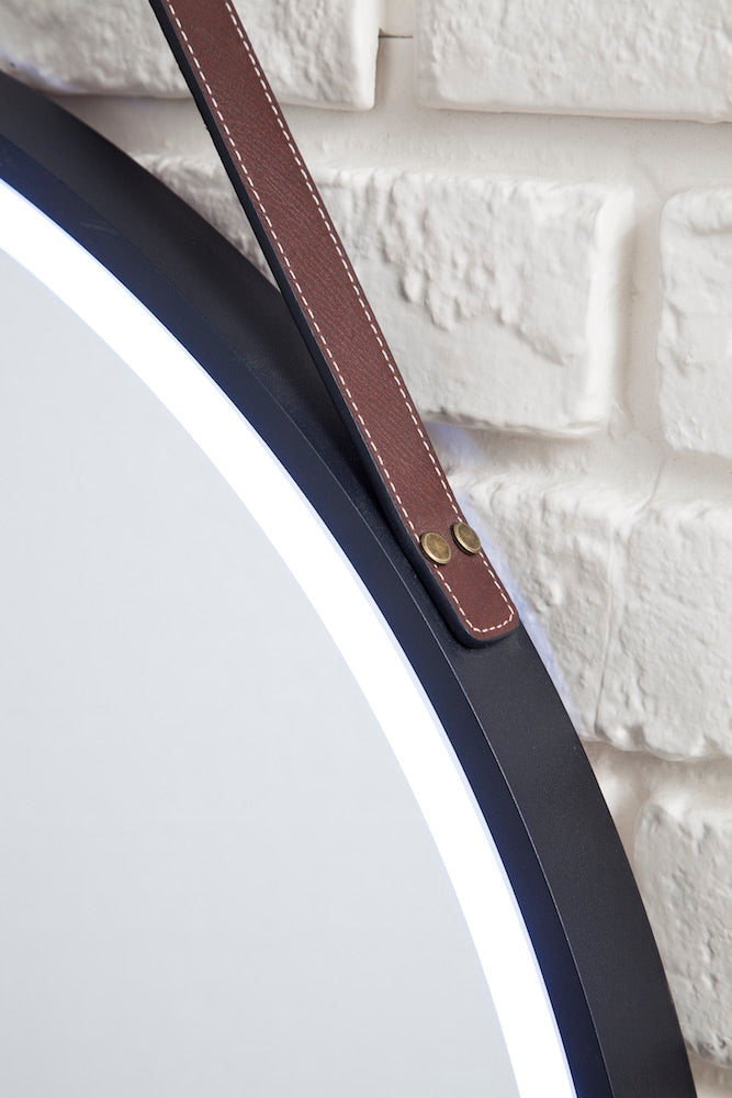 27.6" Annapolis Round Mirror, Anti-Fog, LED, Matte Black