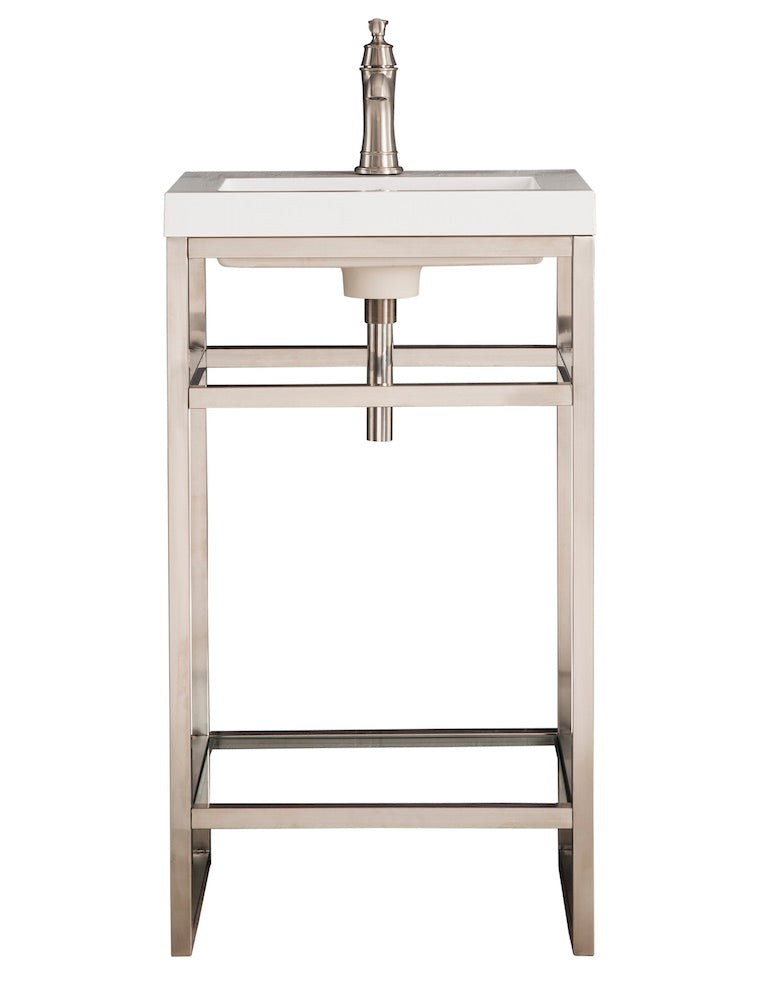 20" Boston Stainless Steel Sink Console, Brushed Nickel w/ Countertop