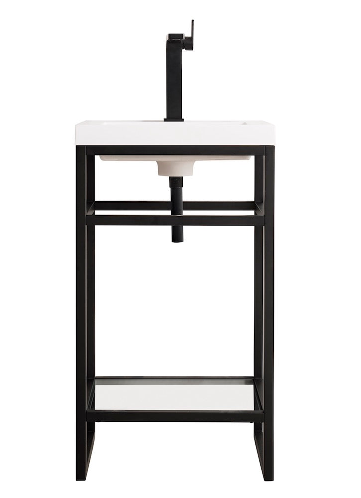 20" Boston Stainless Steel Sink Console, Matte Black w/ Countertop