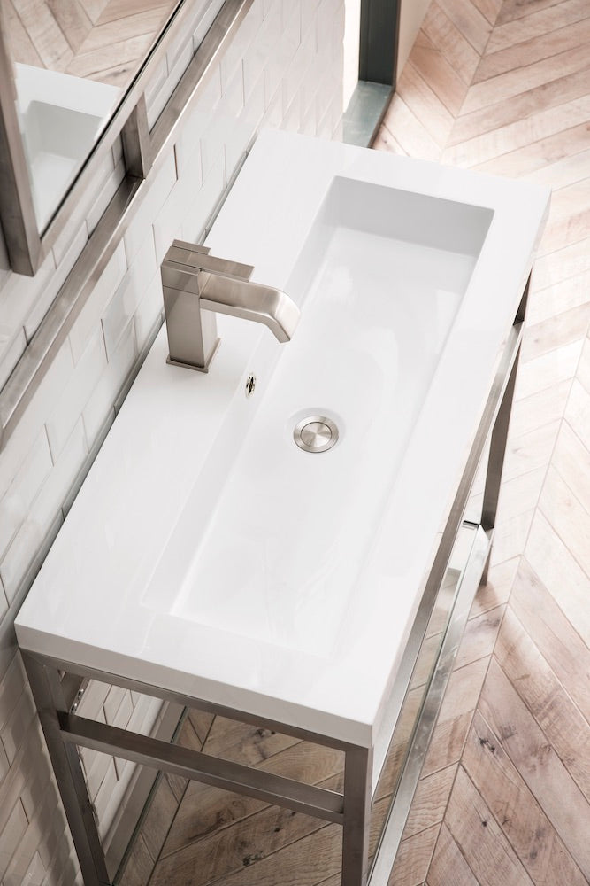 31.5" Boston Stainless Steel Sink Console, Brushed Nickel w/ Countertop