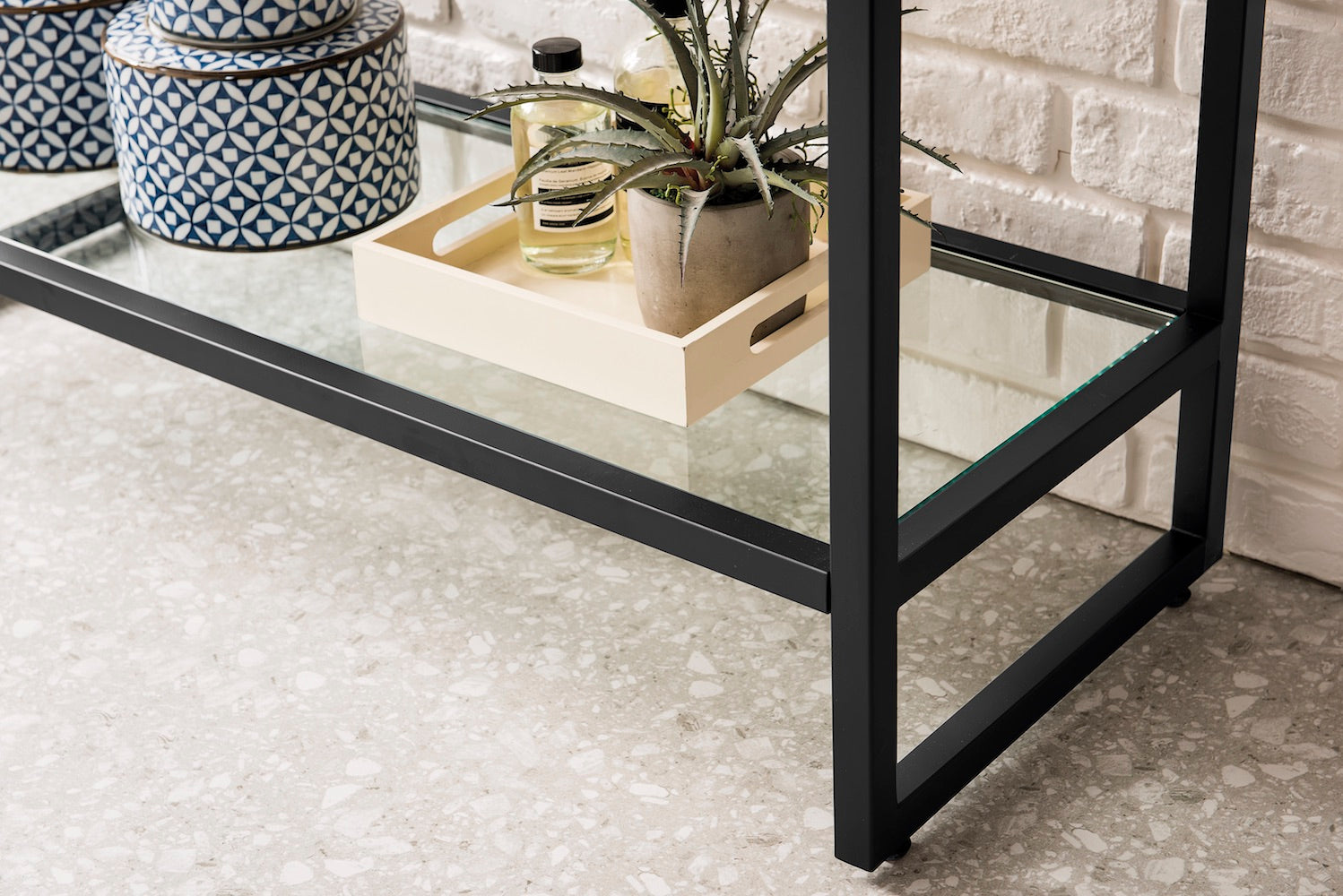 39.5" Boston Stainless Steel Sink Console, Matte Black w/ Countertop