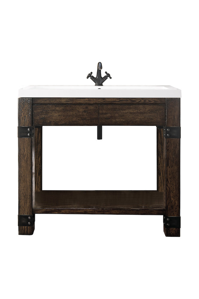 39.5" Brooklyn Single Wooden Sink Console, Rustic Ash w/ Countertop