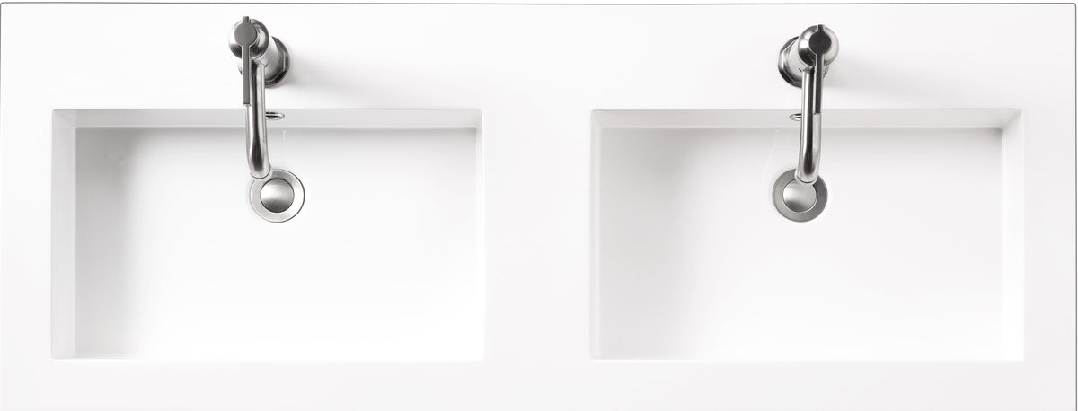 47" Double Basin Composite Stone Countertop, Glossy White