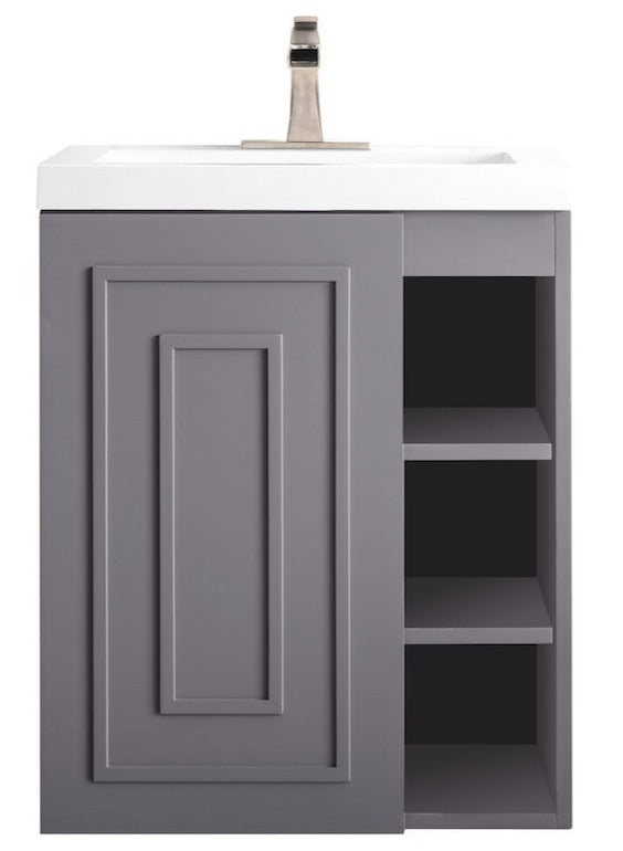 24" Alicante Single Sink Bathroom Vanity, Grey Smoke w/ Countertop