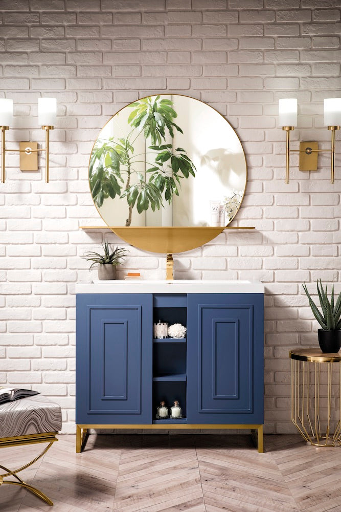 39.5" Alicante Single Sink Bathroom Vanity, Azure Blue, Radiant Gold w/ Countertop