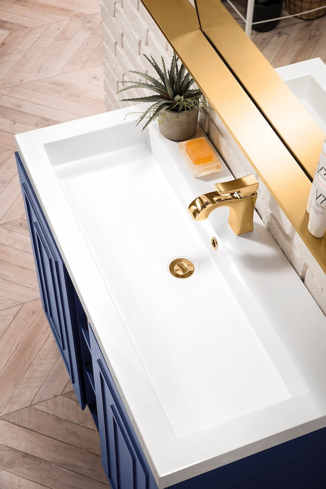39.5" Alicante Single Sink Bathroom Vanity, Azure Blue, Radiant Gold w/ Countertop
