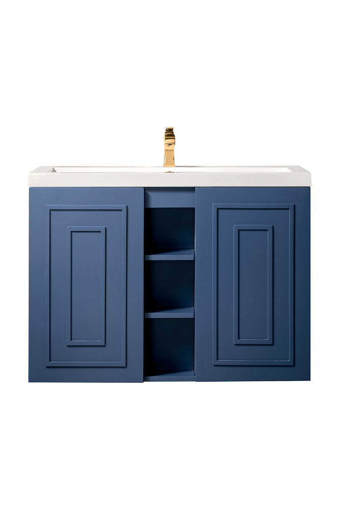 39.5" Alicante Single Sink Bathroom Vanity, Azure Blue w/ Countertop