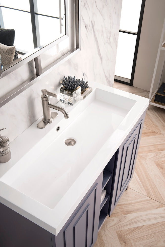 39.5" Alicante Single Sink Bathroom Vanity, Smoke Grey, Brushed Nickel w/ Countertop