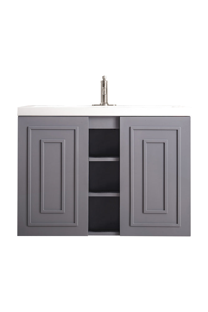 39.5" Alicante Single Sink Bathroom Vanity, Grey Smoke w/ Countertop