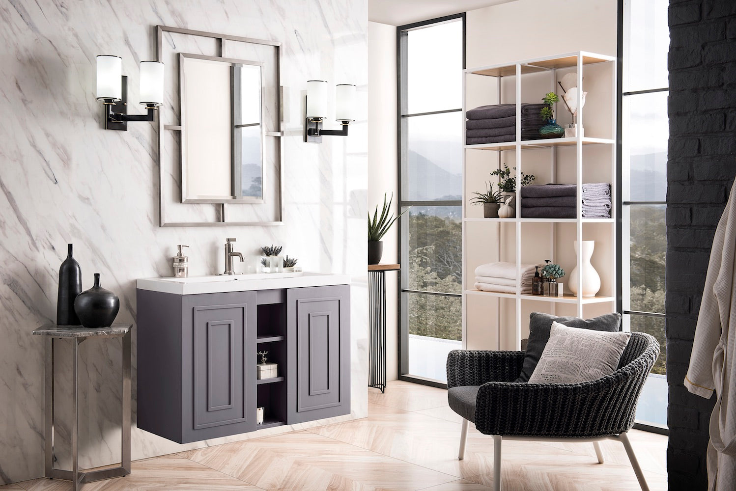 39.5" Alicante Single Sink Bathroom Vanity, Grey Smoke w/ Countertop