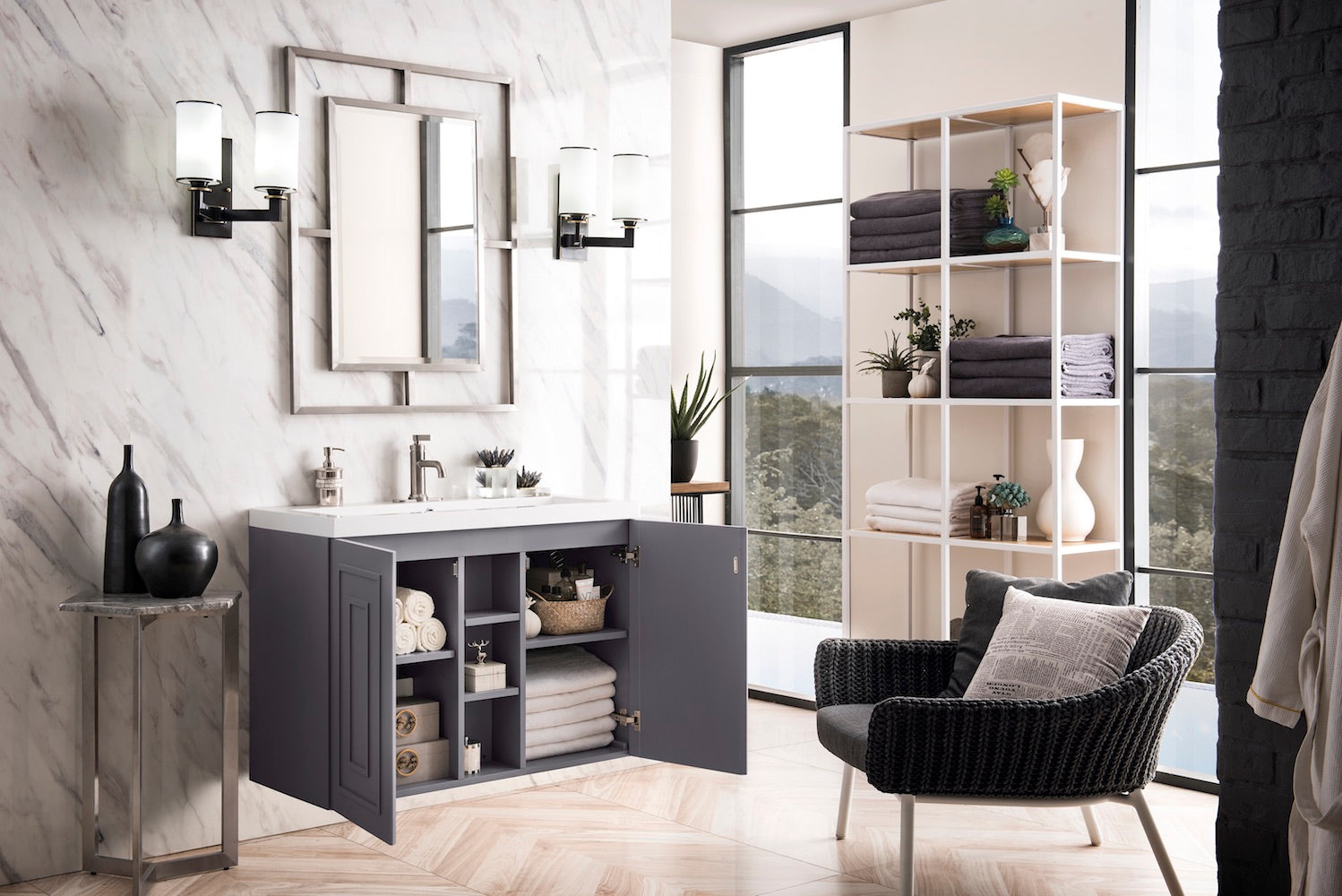 39.5" Alicante Single Sink Bathroom Vanity, Grey Smoke w/ Countertop