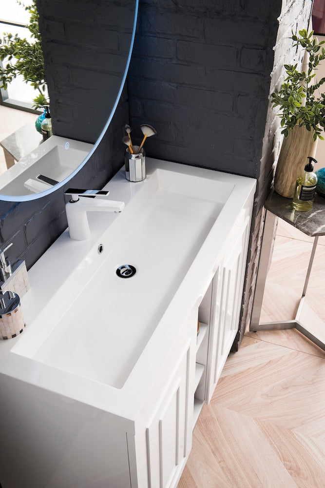 39.5" Alicante Single Sink Bathroom Vanity, Glossy White, Brushed Nickel w/ Countertop