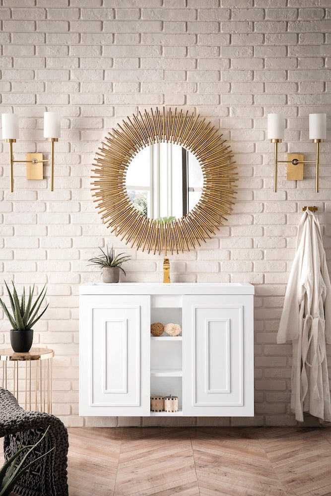 39.5" Alicante Single Sink Bathroom Vanity, Glossy White w/ Countertop