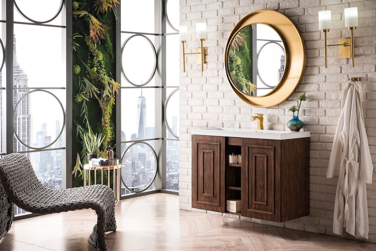 39.5" Alicante Single Sink Bathroom Vanity, Mid Century Acacia w/ Countertop