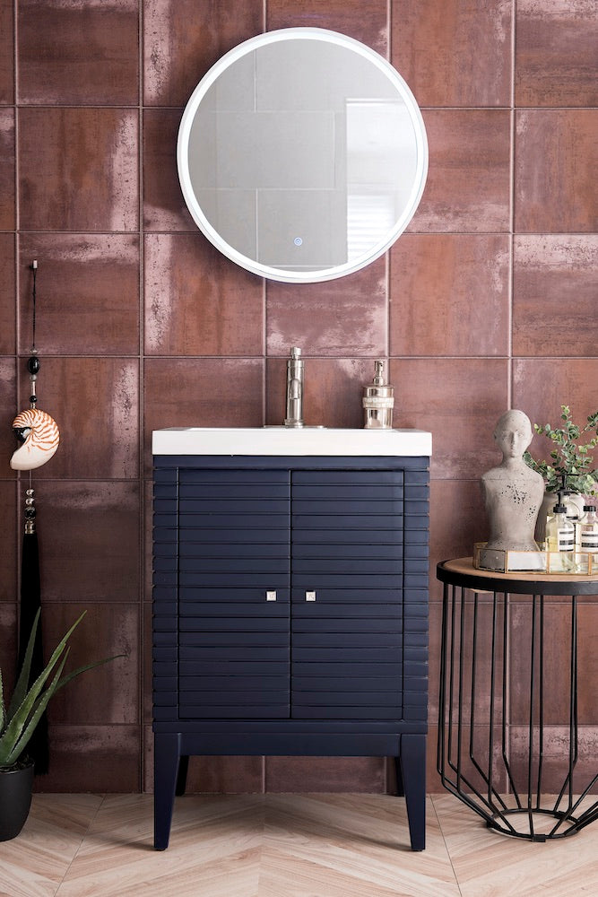 24" Linden Single Sink Bathroom Vanity, Navy Blue w/ Top