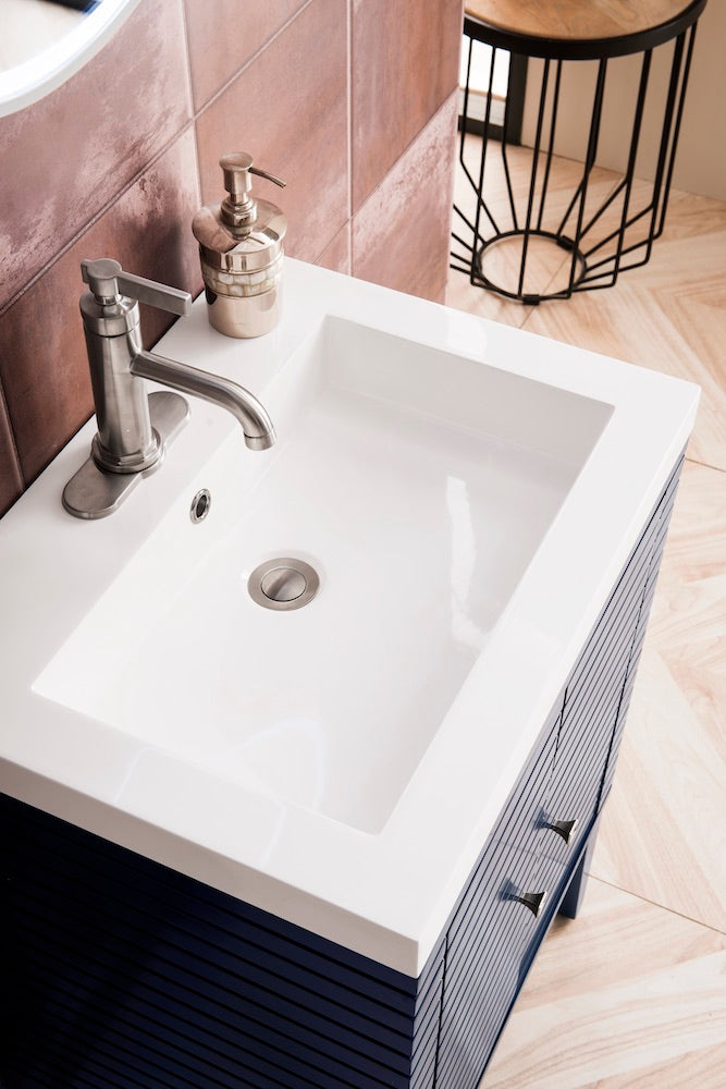 24" Linden Single Sink Bathroom Vanity, Navy Blue w/ Top