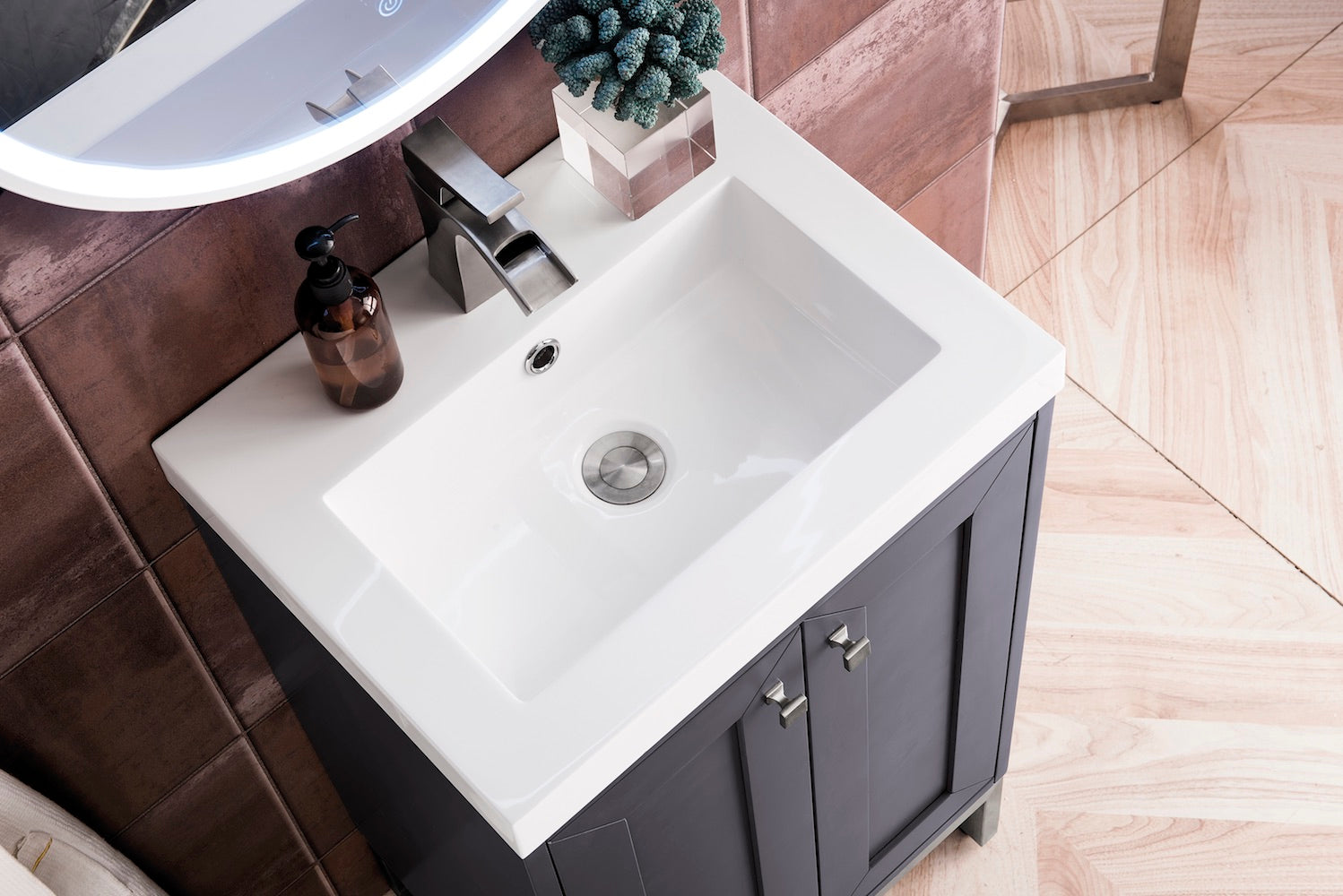 20" Chianti Single Sink Bathroom Vanity, Mineral Grey, Brushed Nickel w/ Countertop