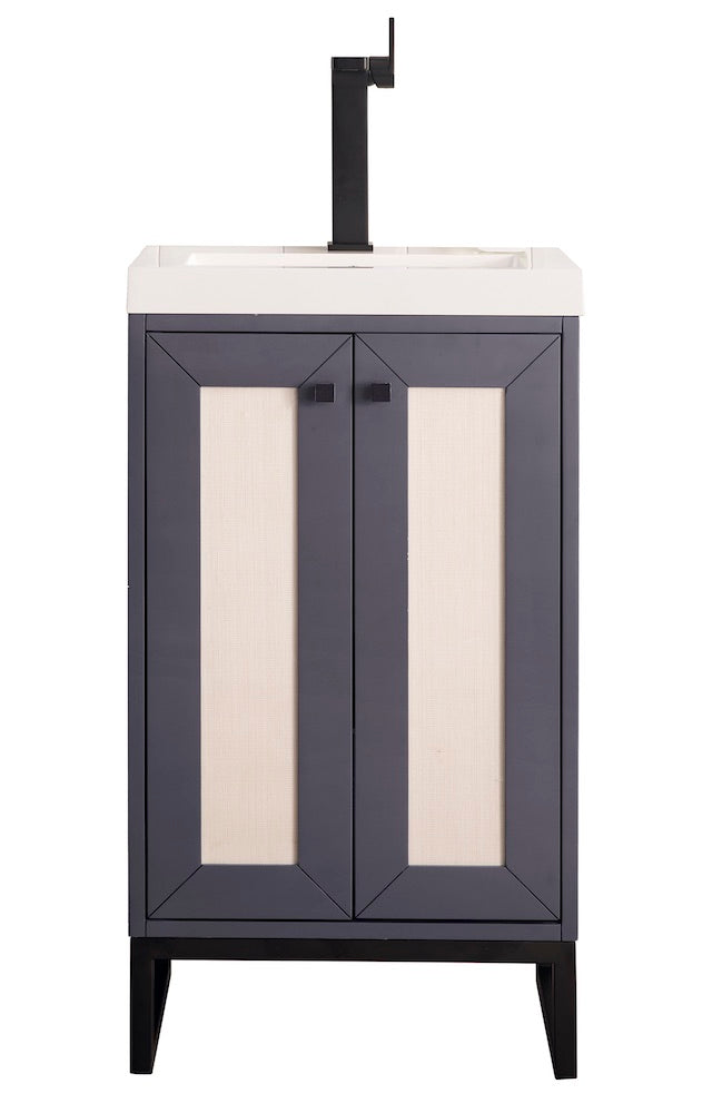 20" Chianti Single Sink Bathroom Vanity, Mineral Grey, Matte Black w/ Countertop