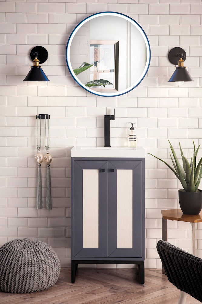 20" Chianti Single Sink Bathroom Vanity, Mineral Grey, Matte Black w/ Countertop