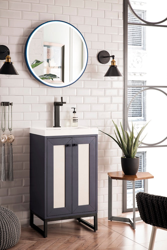 20" Chianti Single Sink Bathroom Vanity, Mineral Grey, Matte Black w/ Countertop