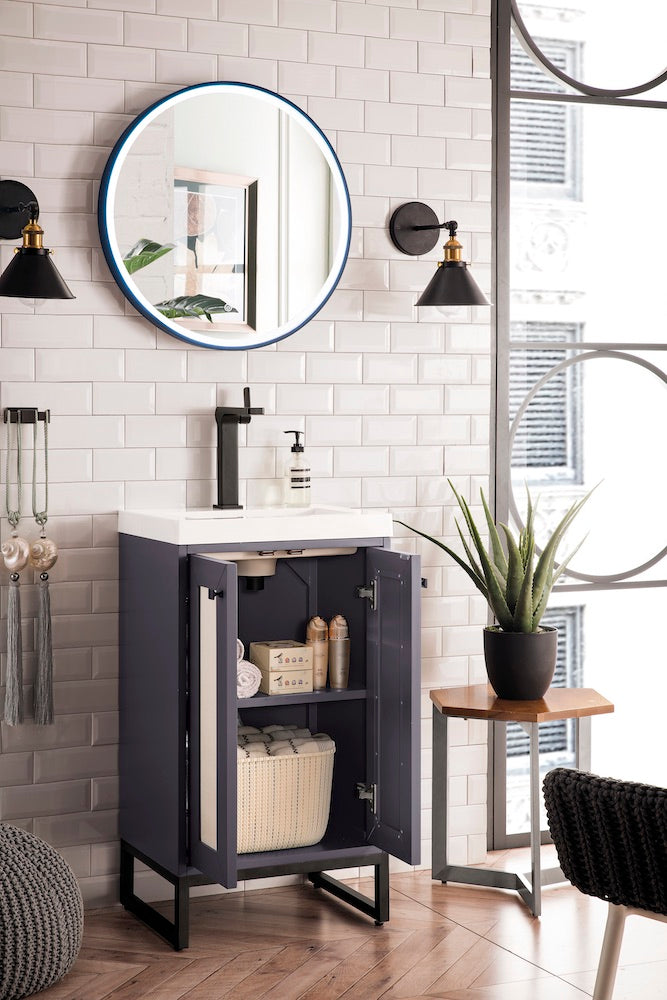 20" Chianti Single Sink Bathroom Vanity, Mineral Grey, Matte Black w/ Countertop