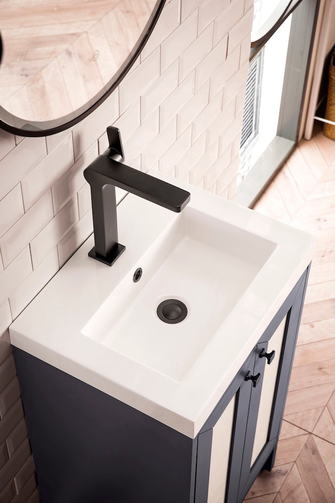20" Chianti Single Sink Bathroom Vanity, Mineral Grey, Matte Black w/ Countertop