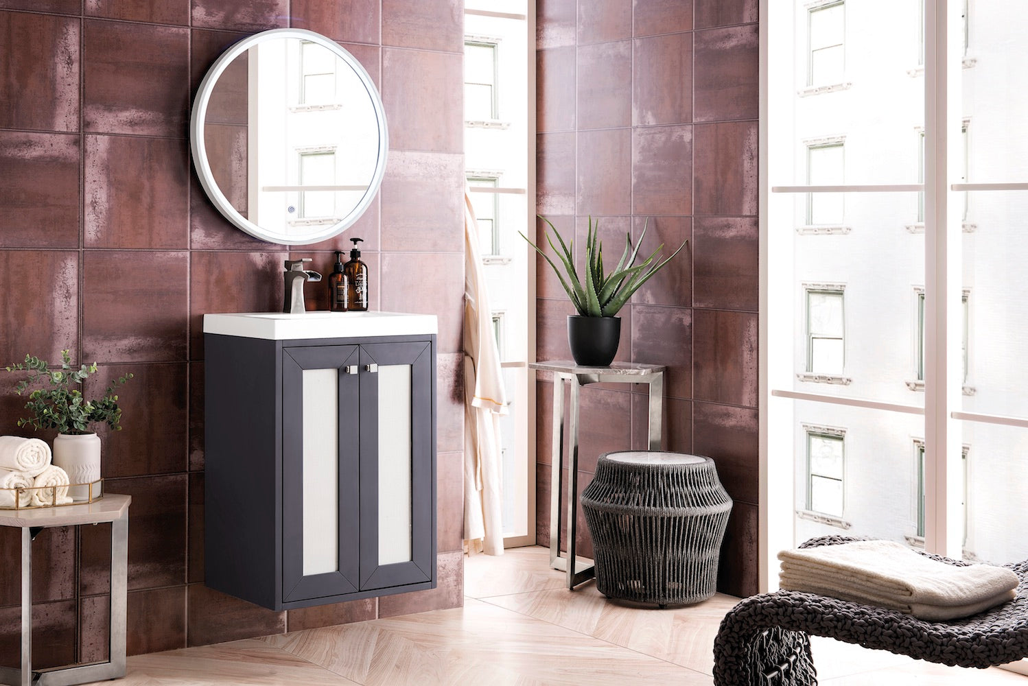 20" Chianti Single Sink Bathroom Vanity, Mineral Grey w/ Countertop