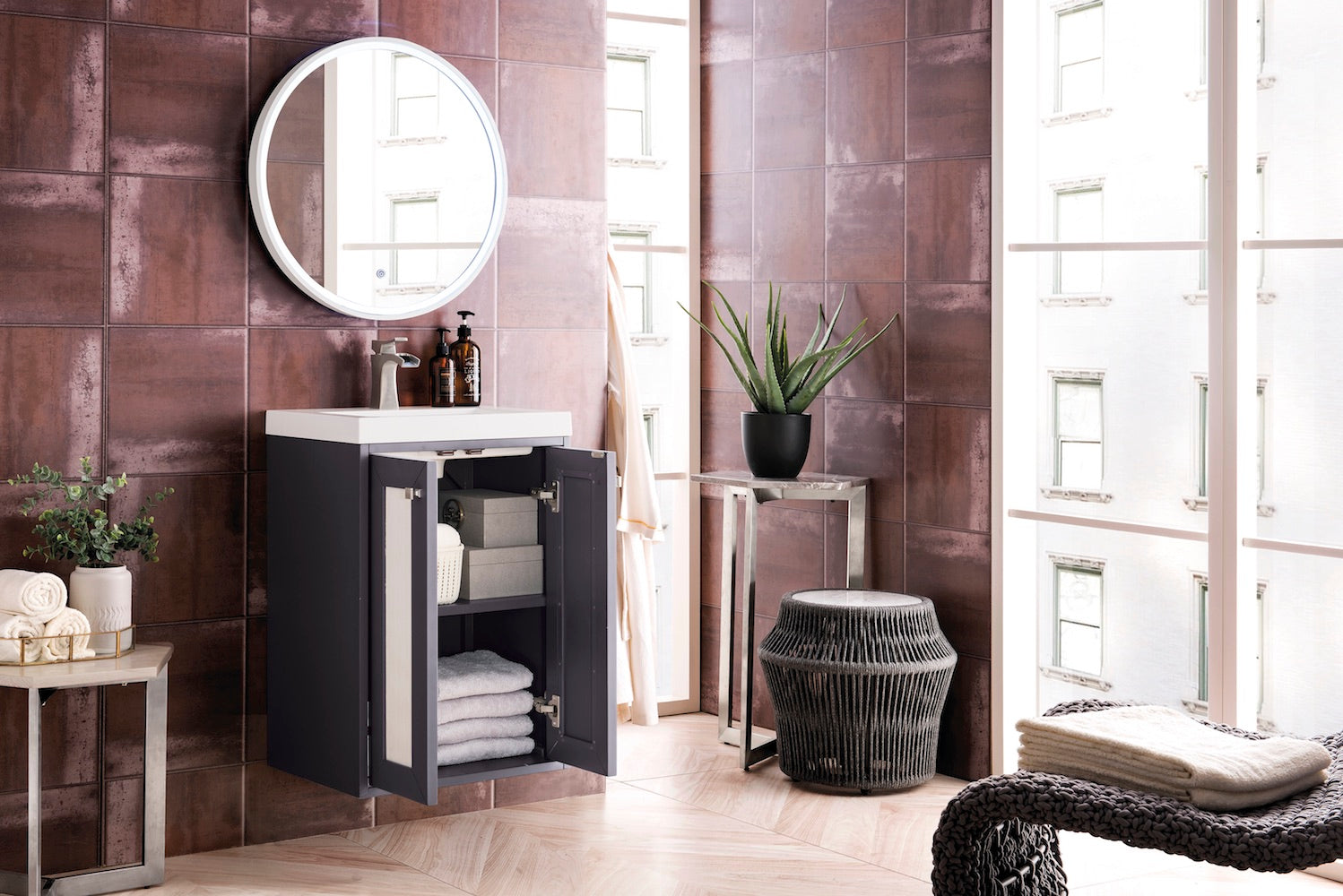 20" Chianti Single Sink Bathroom Vanity, Mineral Grey w/ Countertop