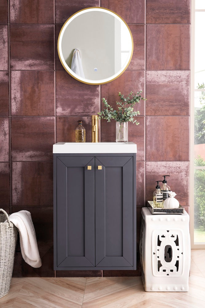 20" Chianti Single Sink Bathroom Vanity, Mineral Grey w/ Countertop