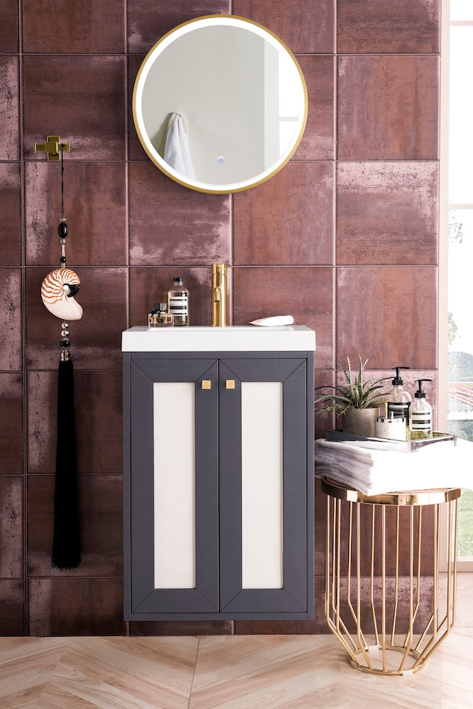 20" Chianti Single Sink Bathroom Vanity, Mineral Grey w/ Countertop